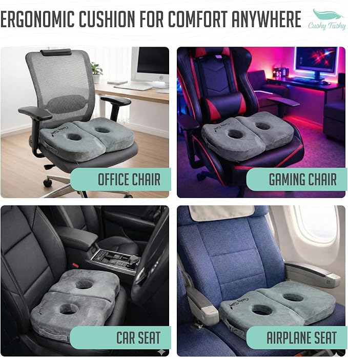 Cushy Tushy Seat Cushion | Premium Foldable Sit Bone Cushion for Pressure Relief, Hip, Hamstrings & Sciatica Comfort | Butt Pillow | Ergonomic Ischial Tuberosity Support for Home, Office & Driving - Image 6