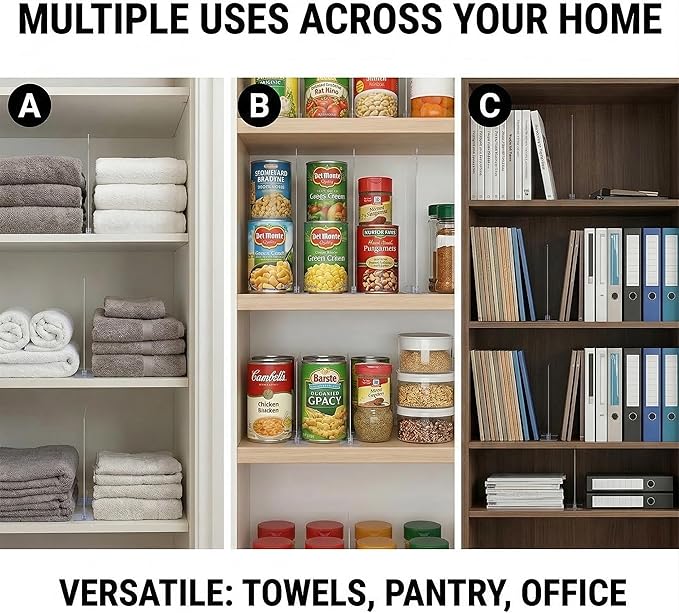 Acrylic Shelf Dividers for Closet Organization - 4 Pack Clear Removable 10/11.8" Tall X 11.8/10" Deep Sturdy Separators for Wood Cabinet - Vertical Adjustable Storage Clothes,Purse,Bag Organizer - Image 7
