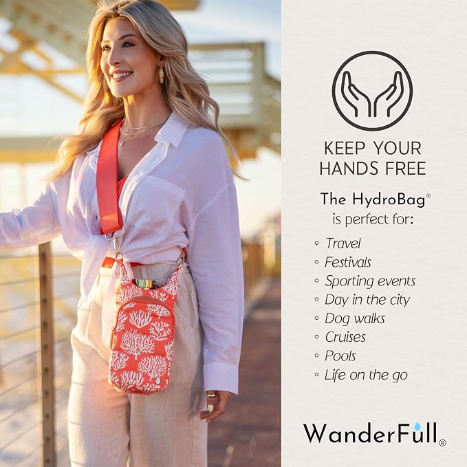 WanderFull® Original HydroBag®, Fits Up to 32 oz Water Bottle Holder with Strap, Gift for Women, Hands-Free Crossbody, Water Bottle Carrier Bag with Phone Pocket - Image 6