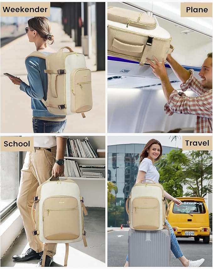 LOVEVOOK 50L Large Travel Backpack for Women & Men, Carry On Airline Approved, Waterproof Travel Essentials Fits 18" Laptop, TSA Personal Item Travel Bag Sports Backpack with 3 Packing Cubes - Image 6