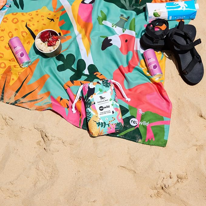 Dock & Bay Beach Towel - Quick Dry, Sand Free - Compact, Lightweight - 100% Recycled - Includes Bag - Wild Things - Extra Large (200x90cm, 78x35) - Image 6