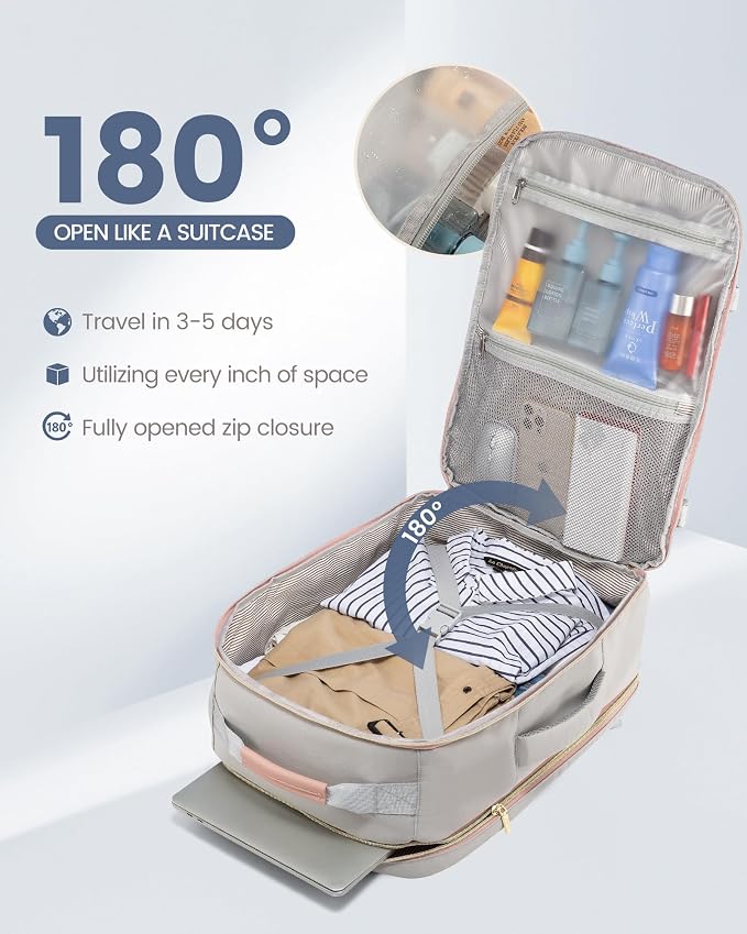 LOVEVOOK 40L Travel Backpack for Women Men,Waterproof Airline Approved Carry On Luggage Travel Essentials,TSA Carry On Backpack Personal Item Travel Bag Suitcase Weekender Traveling with Packing Cubes - Image 2