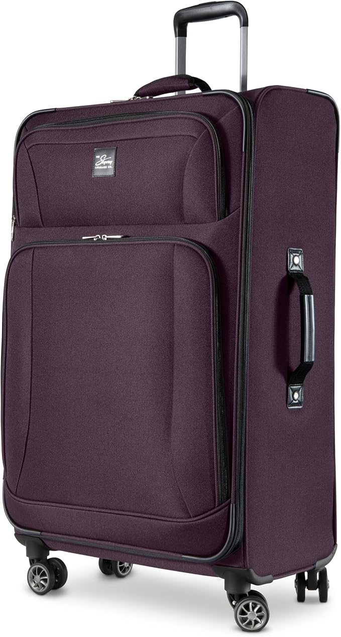 Skyway Epic Softside 3-Piece Luggage Set - Lightweight Suitcase with Wheels | TSA Approved Travel Bag | Spinner Suitcase | Luggage Set with Telescoping Handle, 20", 24" & 28", Plum - Image 2