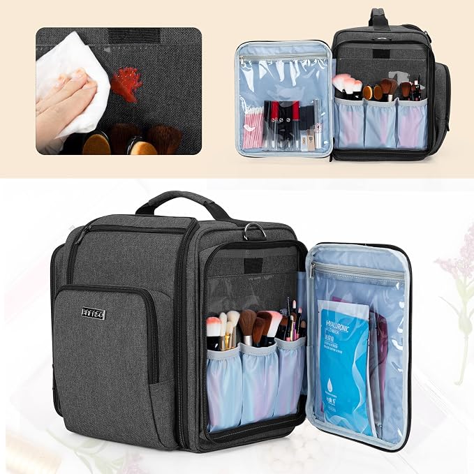 BAFASO Large Travel Toiletry Bag with 4 Removable Pouches, Black | Multifunctional Makeup Bag for Toiletry Supplies. - Image 4