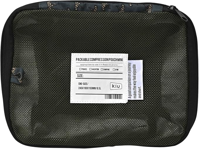 KIU K466-175 Packable Compression Pouch, Mini Packable Compression Pouch Mini Travel Pouch, Travel, Storage, Lightweight, Clothing, Underwear, Gusset, Compression, Zipper, Compact, Unisex, Unisex, by Unknown
