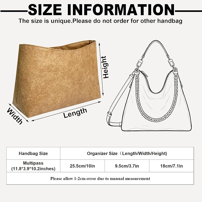 Purse Organizer Insert, Slim Inside Storage Bag In Bag Fit for LV Multipass Handbag Lightweight Inner Liner Bag Insert (Style-02) - Image 2