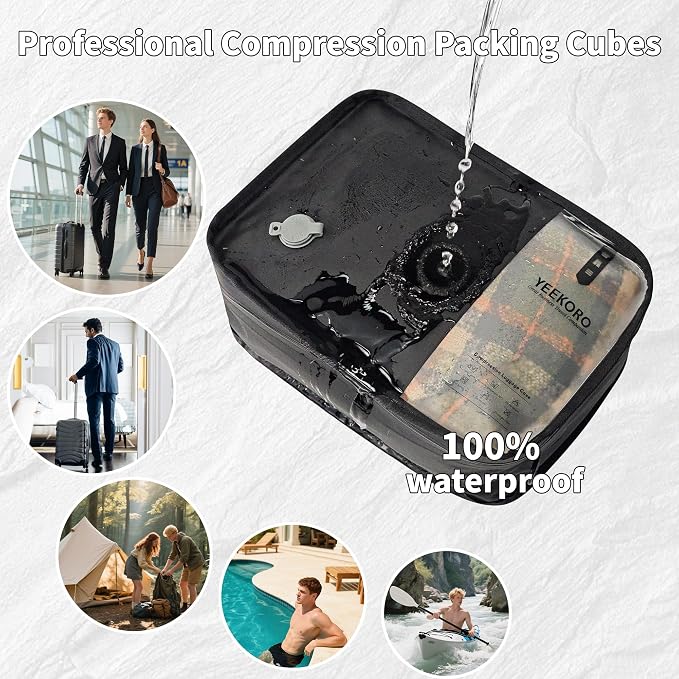 Compression Packing Cubes for Travel, Small Vacuum Bags for Business Trip, 12 Inch Professional IP67 Reusable Packing Cubes, Organizer Bags for Luggage for Women & Men(2 PACK, No Pump) - Image 6