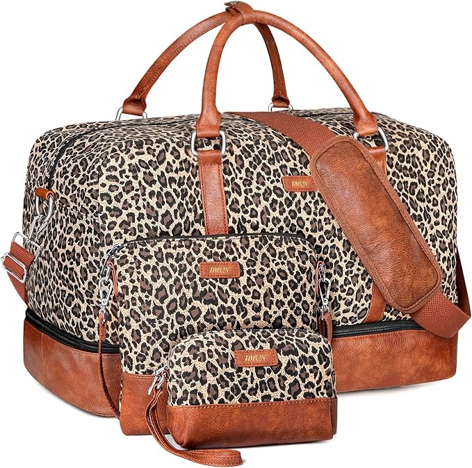 IBFUN Weekender Bags for Women, 21" Weekender Travel Bag, Travel Duffle Bag with Shoe Compartment Carry on Overnight Duffel Bag for Weekend Travel Business Trip, 3PCS by IBFUN