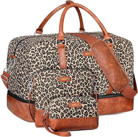IBFUN Weekender Bags for Women, 21" Weekender Travel Bag, Travel Duffle Bag with Shoe Compartment Carry on Overnight Duffel Bag for Weekend Travel Business Trip, 3PCS by IBFUN