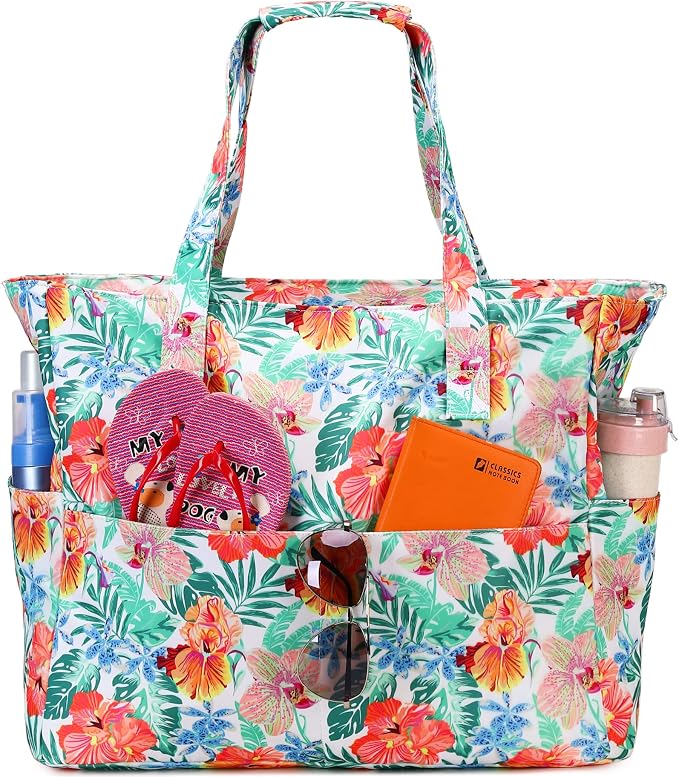 Bluboon Waterproof Beach Tote Pool Bags for Women Ladies Extra Large Carry On Bag With Wet Compartment for Weekender Travel by BLUBOON