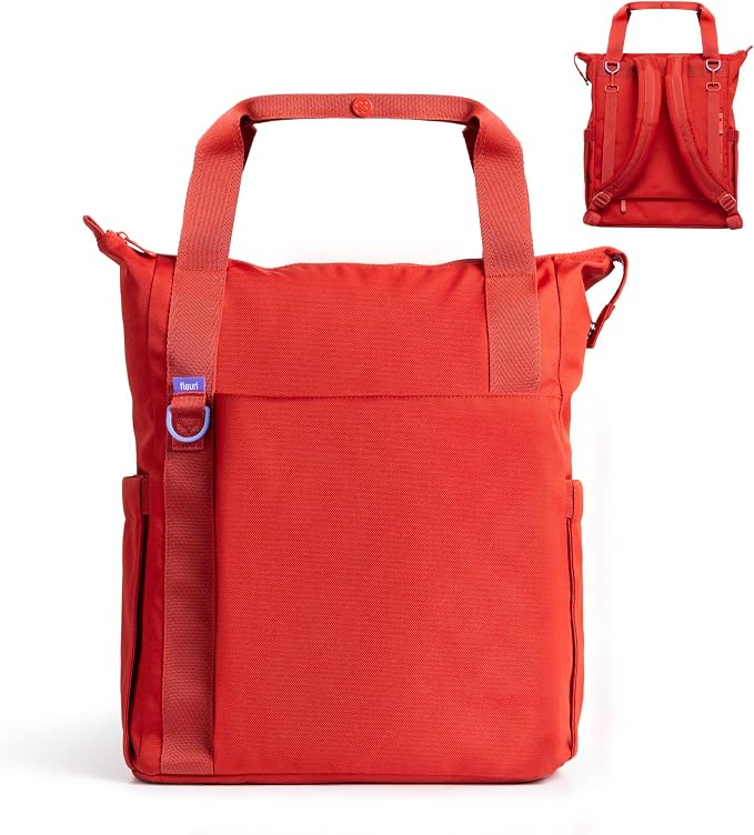 Ubbi Fleuri All-Day Diaper Bag Backpack, Features 12 Pockets, Insulated Bottle Pocket, Wet Bag, Changing Mat, Stroller Straps and Dust Pouch, Lightweight, Easy-Clean & Travel Ready, Wild Poppy by Unknown