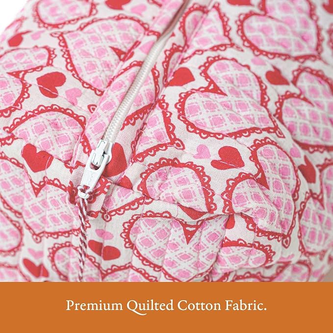 Saffron Marigold Quilted Makeup Bag Set of 3, Hand Block Printed Cotton Cosmetic Bags for Women, Waterproof Lined Travel Toiletry Bag, Coquette Aesthetic, Handmade Gift, Love Blooms - Image 6