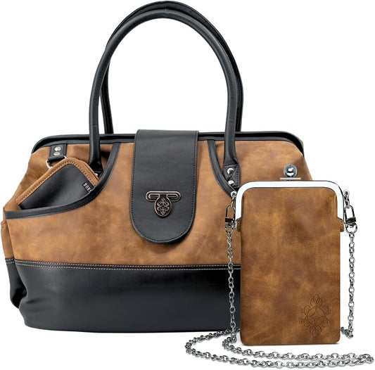 Borsali Weekender Bag for Women - Travel Carry On Duffel -Vegan Leather with Travel Wallet, Packing Cubes, Shoe Covers & Glasses Case (Brown/Brown) by Borsali