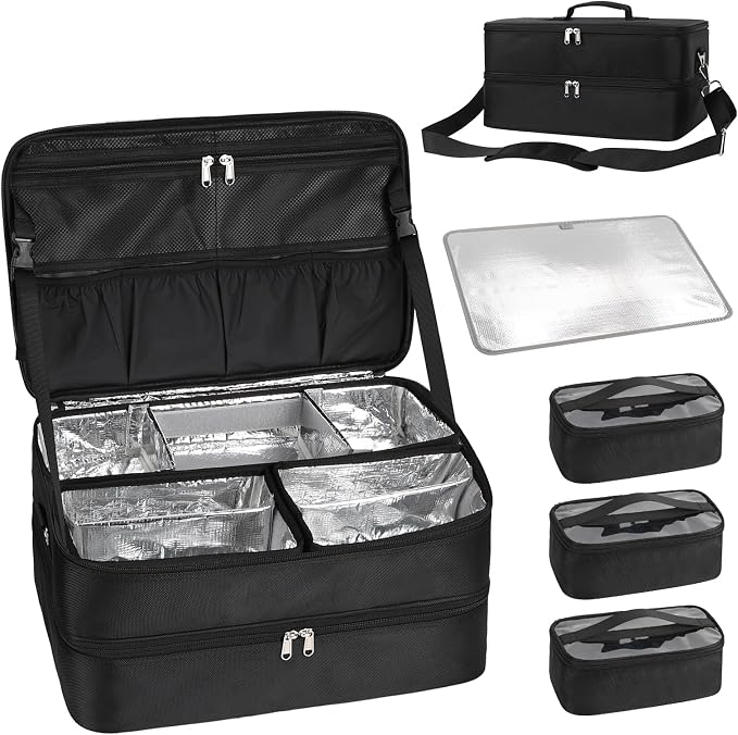 Extra Large Makeup Case, Professional Makeup Train Case for Makeup Artist Traveling Organizer, Double Layer XL Cosmetic Travel Case for Cosmetology with 3 Detachable compartments and 3 Makeup Bags by OCHEAL