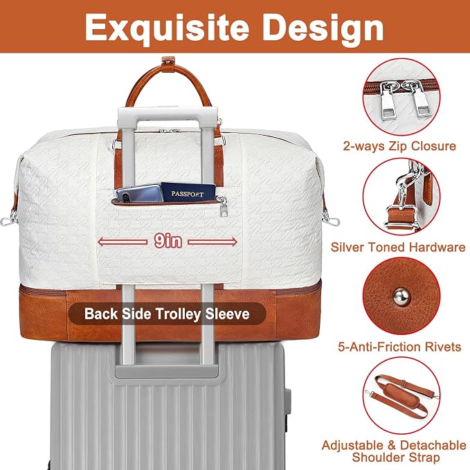 Travel Weekender Bag for Women, 21" Overnight Bag with Shoe Compartment 50L Large Travel Duffel Bag Carry On Tote for Weekend, Overnight, Business Trips, Water Resistant - Image 3