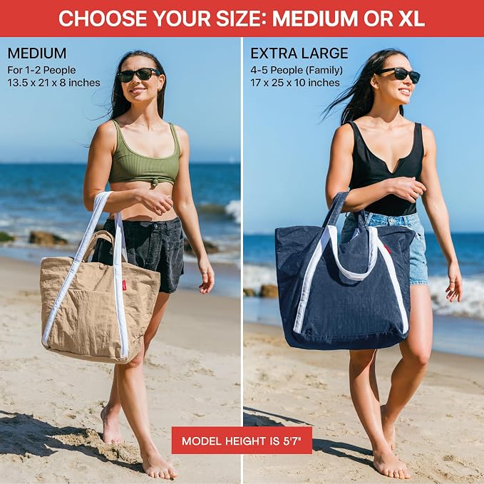 Bodysurf Beach Bag Waterproof Sandproof, Foldable Packable Travel Zip Tote - Image 2
