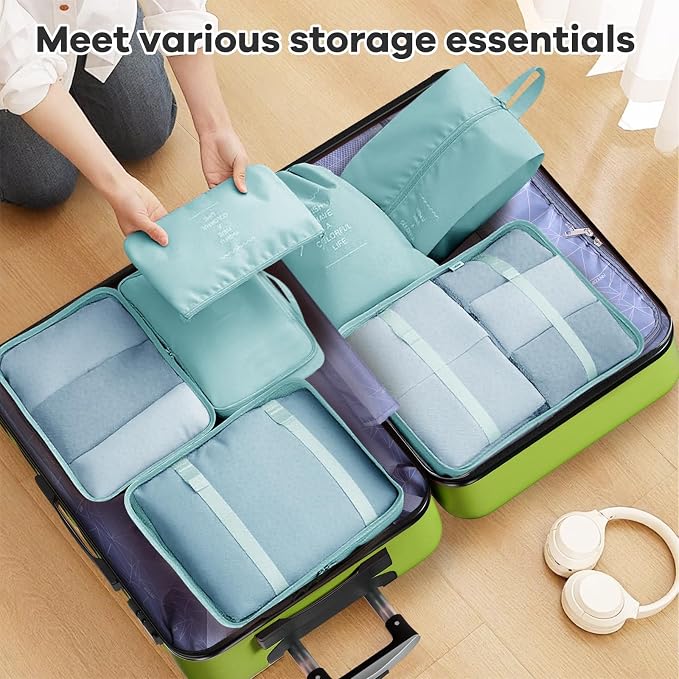 AnyZip Luggage Sets 10 Piece Hardshell Suitcase Set PC ABS Lightweight Travel Suitcases with 4 Double Spinner Wheels TSA Lock 20 24 28 Inch with 7 Storage Bags Apple Green - Image 6