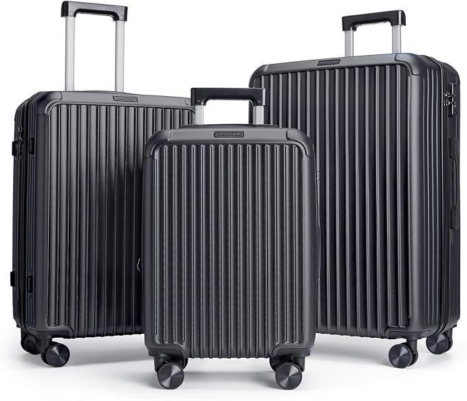 LIGHT FLIGHT 3 Piece Luggage Sets With Spinner Wheels Hardshell TSA Lock | Durability, Spinner Wheels, Hardside Lightweight, TSA Lock, Durable, PC+ABS, Mobility, by LIGHTFLIGHT