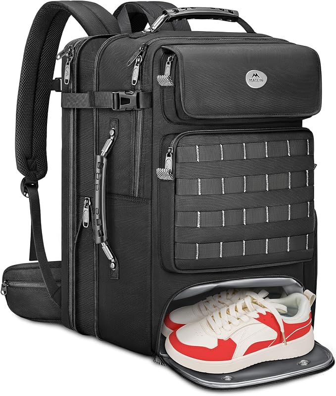 MATEIN 52L Expandable Travel Backpack with Shoe Compartment & Waist Straps | 17 Inch TSA Laptop Compatible, Large Suitcase Backpack, Luggage Carry On Bag, Includes 3 Packing Cubes, Hidden Pocket by MATEIN