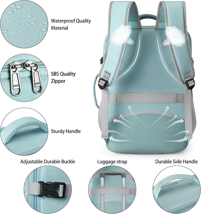Lubardy Travel Backpack for Men Women 17 Inch Flight Approved Carry on Backpack Waterproof Large 40L Luggage Daypack Business College Weekender Overnight Laptop Backpack with 3 Packing Cubes, Green - Image 5