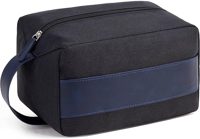 Vorspack Toiletry Bag for Men - Water Resistant Travel Bag for Toiletries, Lightweight Hygiene Bag for Bathroom, Travel Essentials, Gifts - Black&Blue by Vorspack