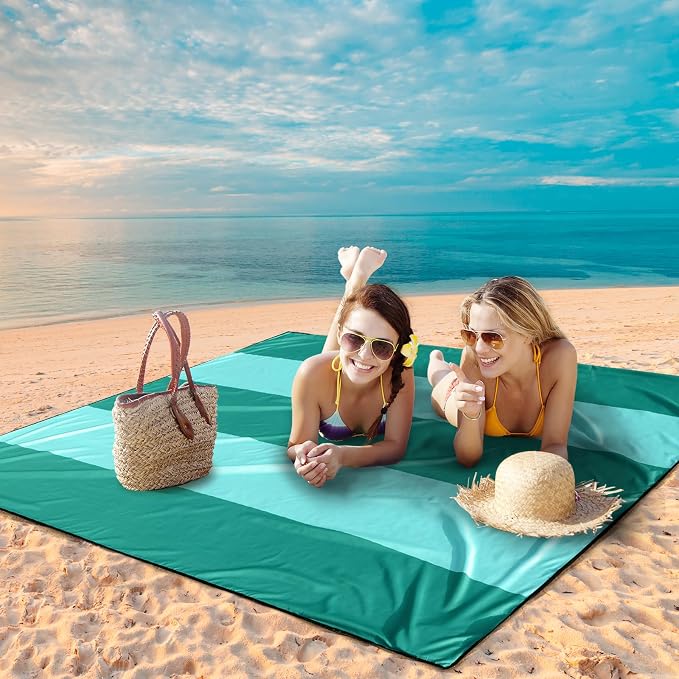 WIWIGO Beach Blanket Waterproof Sandproof Beach Mat 79" X 83"/10'x9'for 2-8 Adults Quick Drying Outdoor Picnic Mat Beach Accessories for Travel, Camping, Hiking - Image 6