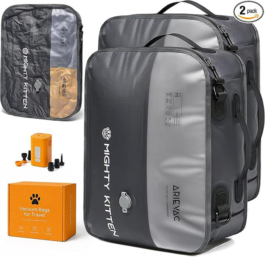 IKYWT Travel Vacuum Seal Bag with Pump, 21L Compression Packing Cube Kit with 270° Zipper, Reusable Waterproof Vacuum Storage for Carry-On & Small Checked Luggage (2-Pack) by SimplifytheWayYouTravel