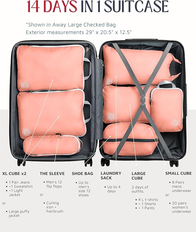 Large Compression Packing Cubes for Travel-Packing Cube Luggage Organizers 7 Piece Set for Checked Luggage-Ultralight, Expandable/Compression Bags by TRIPPED Travel Gear (Dusty Rose) - Image 7