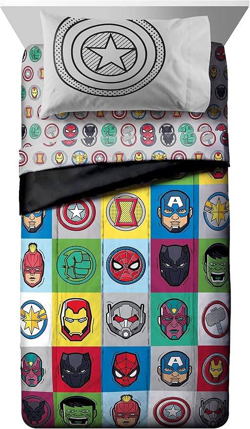 Marvel Avengers Full Size Comforter Set 7 Piece Kids Bedding, Multi | Iron Man Hulk Captain America Thor, Comforter Sheets Shams Pillowcases, Soft Microfiber, Machine Washable, Boys Gift - Image 2
