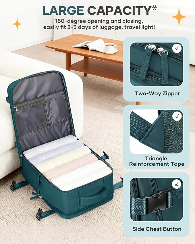 coofay Travel Backpack Carry on Flight Approved Mochila De Viaje Carry on Backpack for Airplanes Spirit Airlines Personal Item Travel Bag Traveling Backpack for Women Men Travel Essentials - Image 5