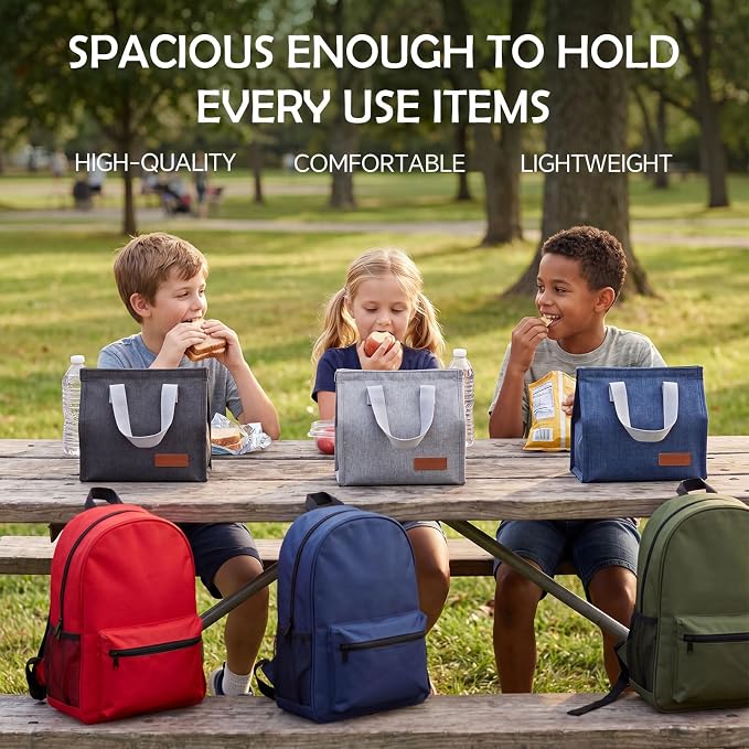 24 Pcs 17" Backpack and Lunch Bag Set, Bulk Backpacks Reusable Insulated Lunch Pouches for Office, Summer Camping, Travel, Gym, Corporate Events, Homeless Donation, 12 Assorted Colors - Image 2