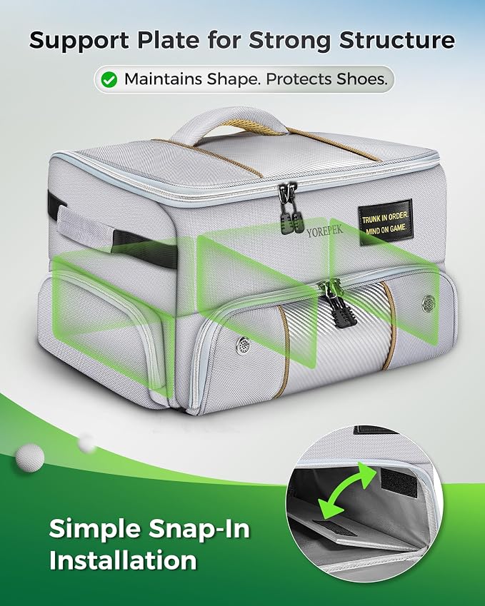 YOREPEK Upgraded Golf Trunk Organizer, Golf Gifts for Men, with Removable Insulated Pouch&Dust-Proof Protective Layer, Multi-Compartment fits 2 Pairs of Shoes, Golf Accessories - Image 7