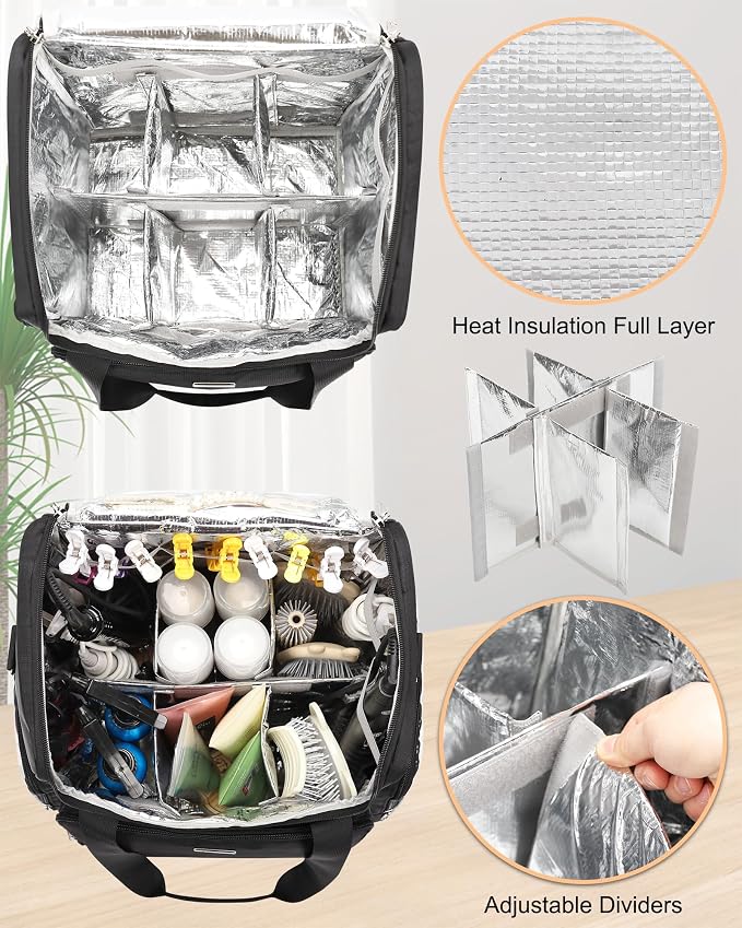 Relavel Hair Tools Travel Bag Hairstylist Traveling Bag Hairdresser Cosmetology Bag Storage Organizer Case for Hair Stylist Essentials, Barber Accessories with Adjustable Dividers and Shoulder Strap - Image 2