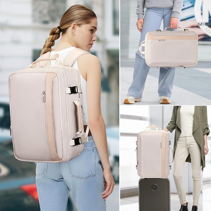 PIJUSHI Travel Backpack for Women, Fits 16" Laptop, Expandable 30L to 35L | Airline Approved Carry-on Luggage with Padded Laptop Compartment, USB Port, Wet Pocket, For Business, Commute - Image 7
