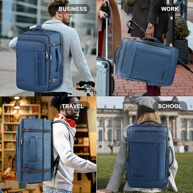Carry On Backpack, Extra Large 50L Travel Backpack for Men & Women, Expandable Backpack For Airplanes, 17 Inch Laptop Backpack, Luggage Suitcase 40L Daypack Lightweight Business Weekender Bag, Blue - Image 6