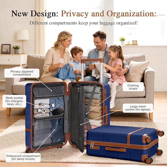 Luggage Sets, 2 Piece Suitcase set with wheels Tsa Lock 20/24 inchi Hardshell Waterproof Travel Suitcases luggage for Women/Men/Family（RBlue - Image 2