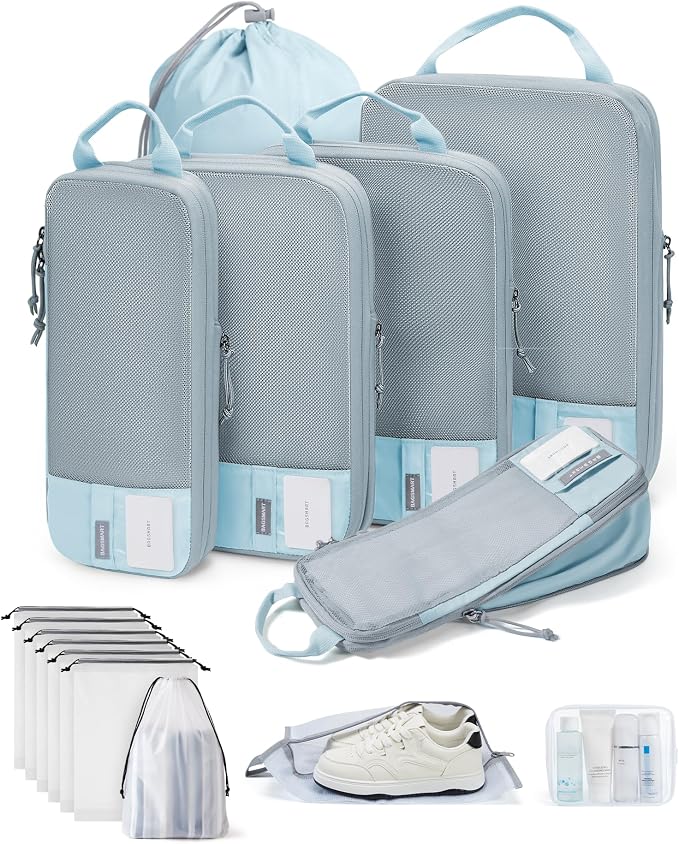 BAGSMART 6 Set /4 Set/2 Set Compression Packing Cubes for Travel, Lightweight Luggage Organizer Bags, Durable Space Saver Bags Travel Essentials by BAGSMART