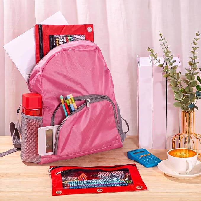 60 Pcs Bulk Backpacks Water Bottle Pencil Pouch Supplies, Backpack Donate Set, Lightweight Book Bags for Outdoor Travel(square Bottle, Fuchsia&light Pink&red) - Image 2