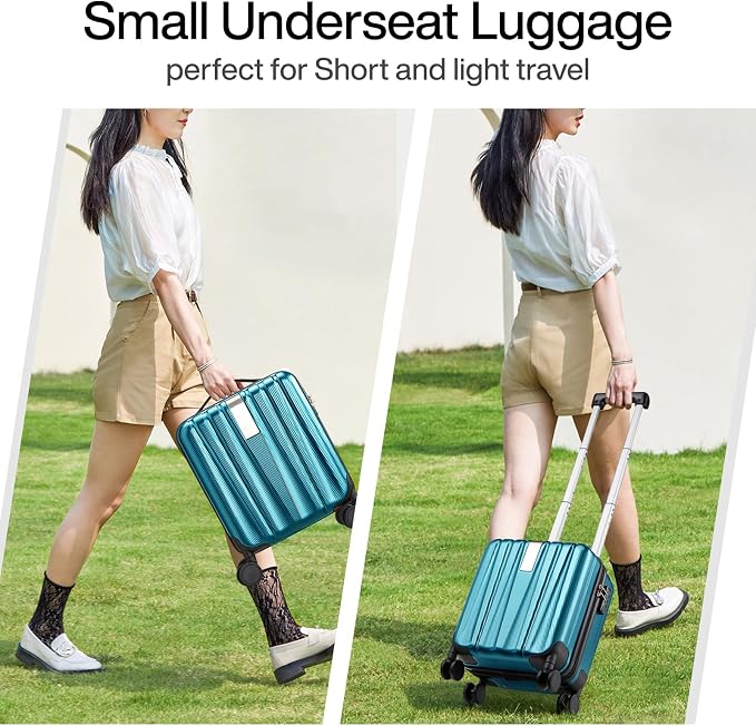 Hanke 14 Inch Underseat Carry On Luggage with Wheels Hard Shell Suitcases Carry On Bag Lightweight Small Mini Suitcase Tsa Luggage for Travel. Caribbean Blue. - Image 4