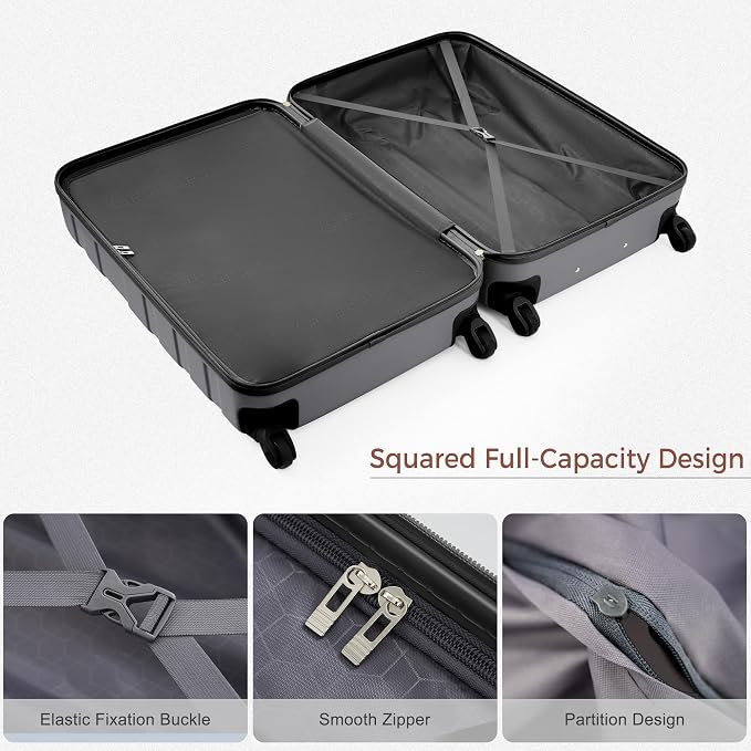 Luggages 3 Piece ABS Hardside Luggage Sets Spinner Wheels Suitcase - Image 4