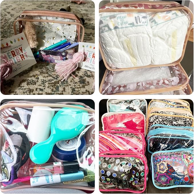 100 Pcs Clear Makeup Bags Bulk Graduation/Dad Gifts Bag Tsa Approved Toiletry Bag for Travel Transparent Cosmetic Bag PVC Waterproof Travel Small Pouches with Zipper for Men and Women (Multicolor) - Image 5