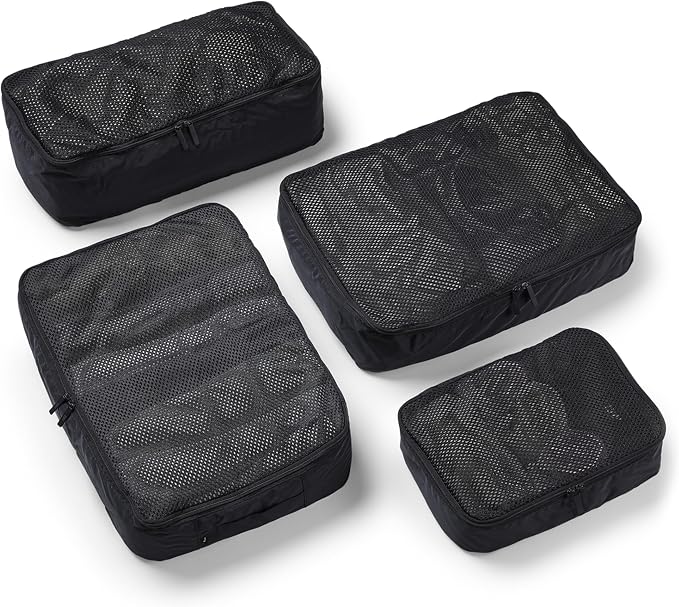 July Packing Cells - 4 Set Packing Cubes Luggage Organizer Bags (S, M, 2 x L), Must-Have Suitcase Organizer for Travel, Road Trip & Camping Accessories, Stain-proof, Washable, 3 Sizes - Charcoal by Unknown