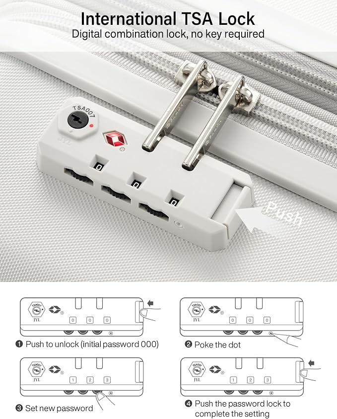 Hanke Expandable Luggage Sets 2 Piece, 20 Inch and 28 Inch Luggage Sets with Spinner Wheels, Durable PC Hard Shell Rolling Suitcase with TSA Lock for Travel (20/28 Inch, Smoke White) - Image 10