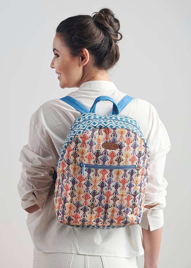 Maison d' Hermine Backpack for Women Men Cotton Shoulder Multipurpose Rucksack with Small Pouch Lightweight Multi Pocket Bag for Travel Work Beach Perfect for Spring Summer (Ikat - Dikat) - Image 7
