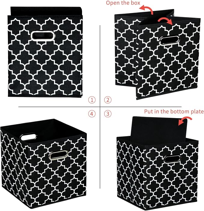 Fabric Cloth Storage Bins,Fabric Cube Organizer with Dual Handles Foldable Cube Storage Baskets for Home Bedroom Storage,Set of 3,(Black light) - Image 7