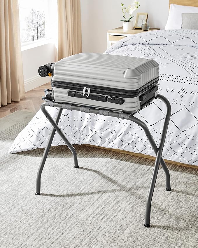 SONGMICS Luggage Rack, Pack of 2, Luggage Racks for Guest Room, Suitcase Stand, Steel Frame, Foldable, for Bedroom, Gray URLR64GS-2 - Image 7