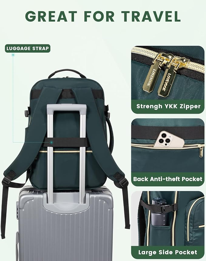 LOVEVOOK 50L Travel Backpack Flight Approved Carry on Backpack,3 Packing Cubes,Waterproof Personal Item Travel Bag,TSA Carry on Luggage Suitcase Travel Essentials,Gifts for Women & Men,fits 18" Laptop - Image 7