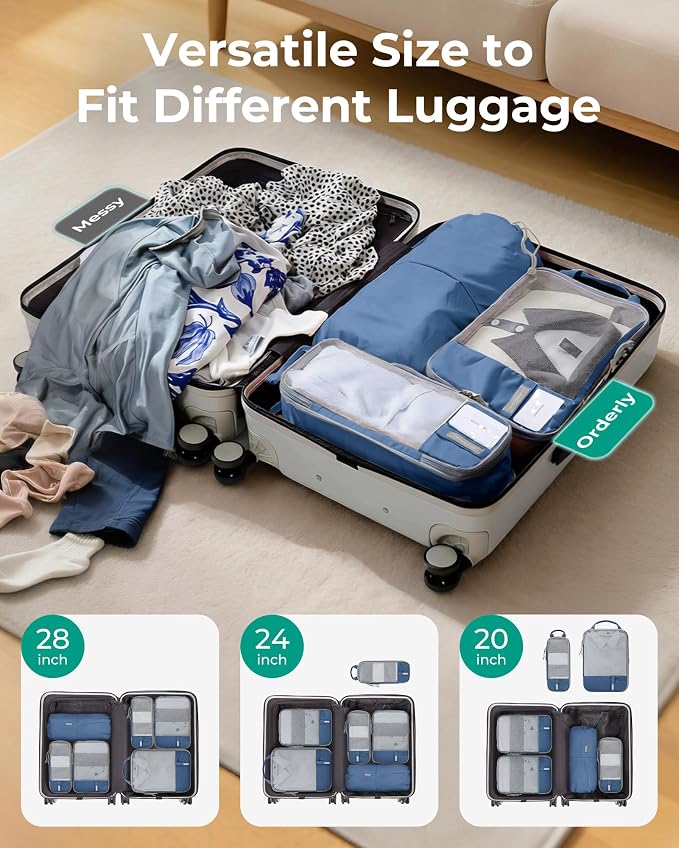 BAGSMART 6 Set /4 Set/2 Set Compression Packing Cubes for Travel, Lightweight Luggage Organizer Bags, Durable Space Saver Bags Travel Essentials - Image 2
