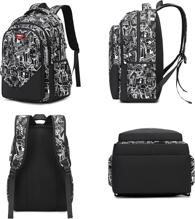Asge Large Nylon Backpacks for Boys & Girls, Waterproof Satchel with Print, School Bags for 8-16 Years - Image 3