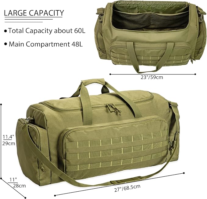 APRILBAY Super Quality 60L Large Duffel Travel Bag Luggage Foldable Bag Cargo Sport Gear Equipment Skiing Hardware Bag Heavy Duty& Durable(Dark Green) - Image 6